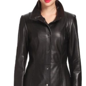 BGSD Women's "Jocelyn" Lambskin Leather Car Coat